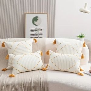 Chic Gold Tassel Accent Pillow